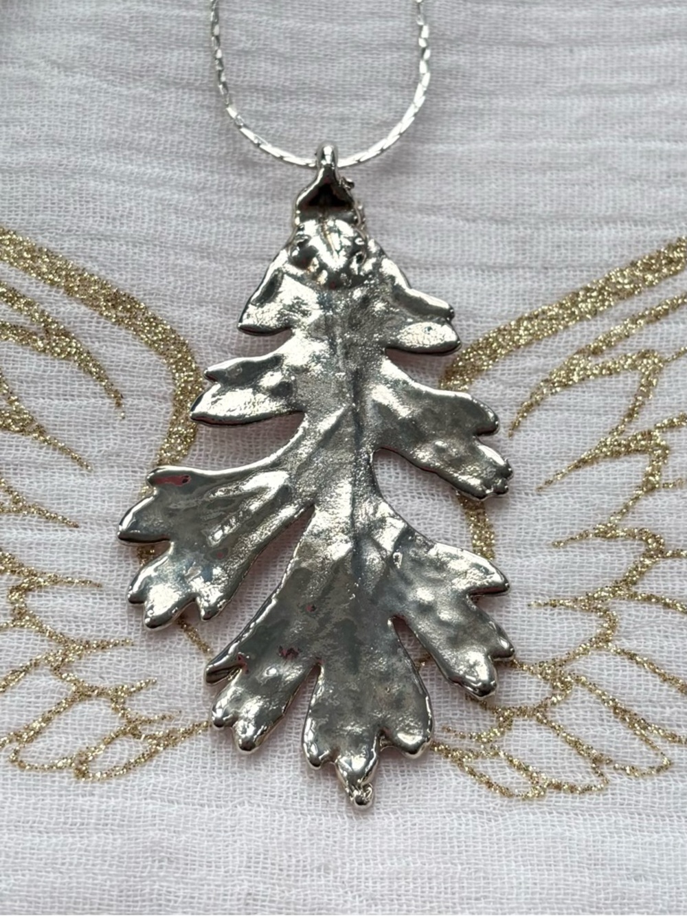 Silver Plated Leaf Pendant Necklace - Women Jewelry